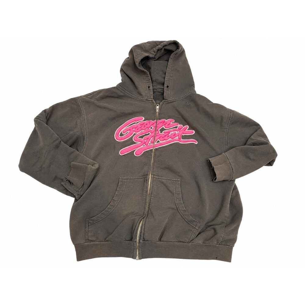 George Strait Cowboy Rides Away Full Zip Hoodie Gray Pink Embroidery Worn